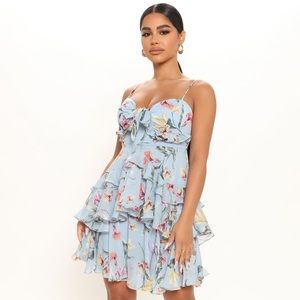Blue floral fashion nova cocktail dress